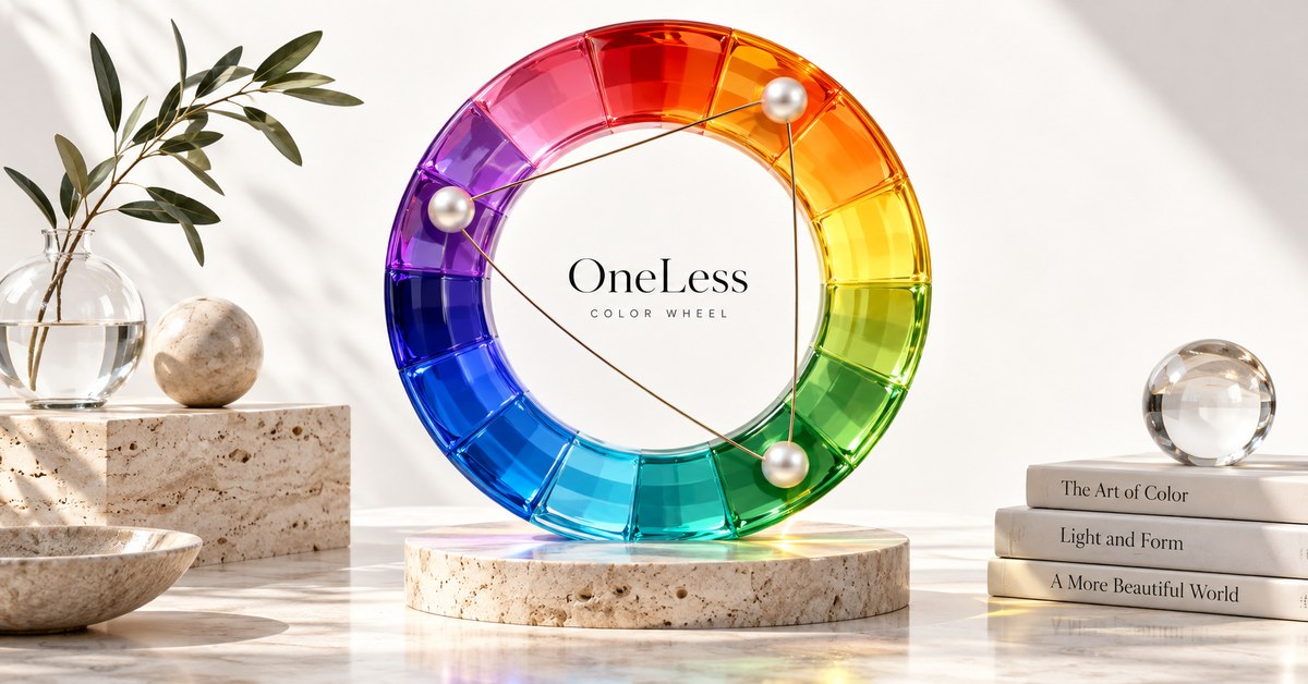 A luminous glass color wheel with three connected markers.
