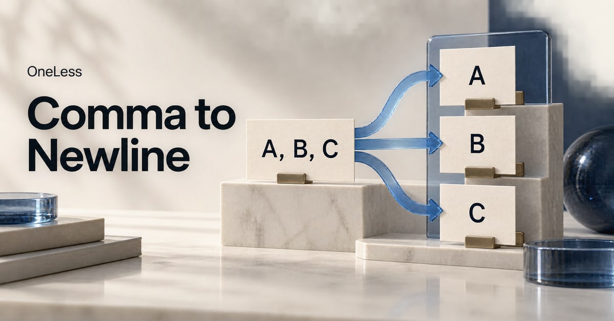 A comma-separated line of A, B and C split into a vertical list.