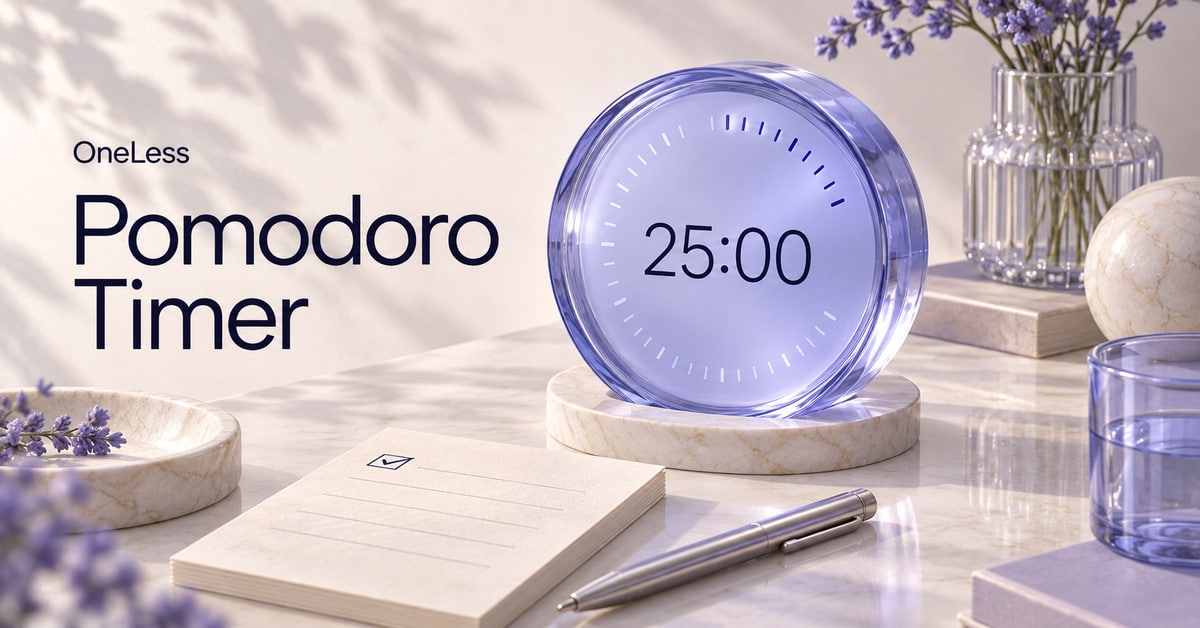 A translucent timer displaying 25:00 beside a task card.