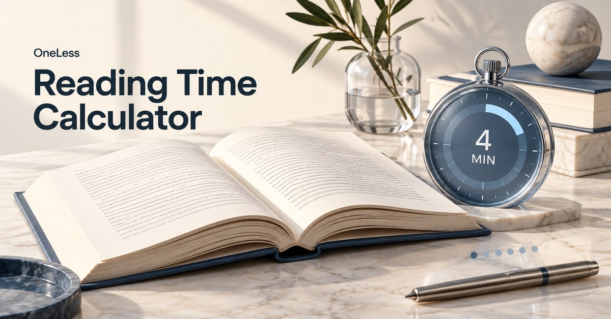 An open book with a reading-time counter.