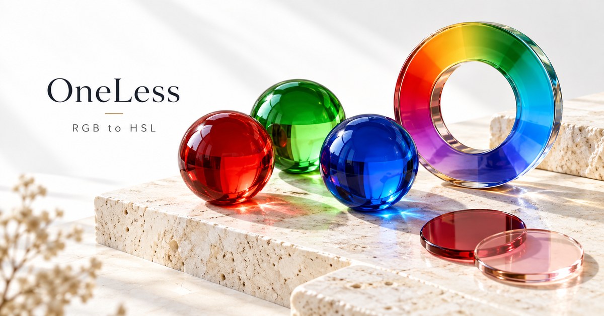 Red, green and blue glass spheres beside a spectrum ring and tonal discs.